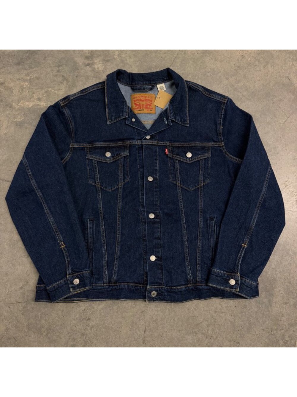 Levis Mens Type 3 Dark Wash Denim Trucker Jacket XXL With Button Closures